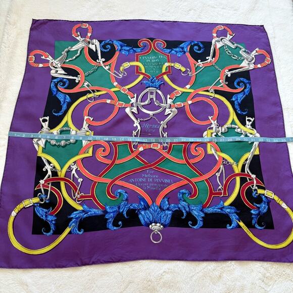 Hermes Paris L'Instruction du Roy Bayadere shawl 140 silk Authentic - Picture 7 of 7